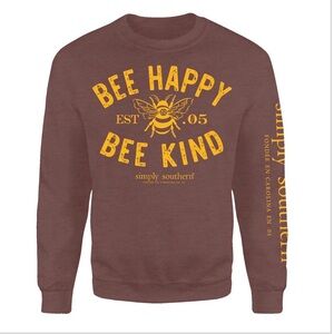 Simply Southern Brown Crewneck Sweater - Bee Happy Bee Kind